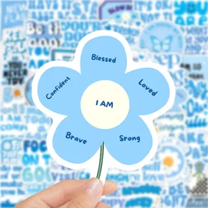 Blue inspirational quote sticker aesthetic waterproof decal for DIY scrapbooking water bottle decor