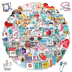 100 Stk. süße medizinische Krankenschwester Arzt Aufkleber wasserdichte Vinyl Sticker für Laptop
