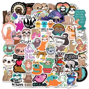 Cute Sloth Waterproof Vinyl Stickers Cartoon Animal Graffiti Decals For Luggage Water Bottle Laptop Notebook Decor