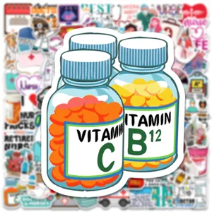 Wasserdichte Arzt und Krankenschwester Sticker, süße Vitamin Pillen Flaschen Aufkleber.