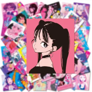50pcs anime aesthetic cute girl stickers waterproof cartoon graffiti decals for laptop cup