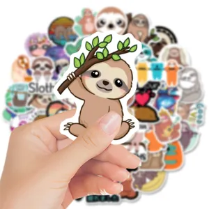 Cute sloth stickers pack 50pcs waterproof vinyl sticker for luggage laptop water bottle.