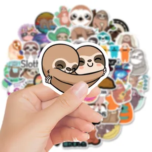 Cute cartoon sloth waterproof vinyl sticker pack for luggage water bottle decoration 50pcs