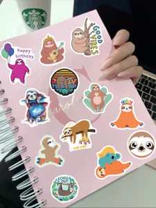 Cute sloth stickers waterproof vinyl decals for laptop water bottle luggage skateboard decoration