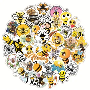 Cute cartoon bee stickers pack, waterproof vinyl decals for laptop luggage skateboard 50pcs