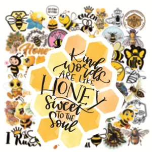 50pcs cute cartoon bee graffiti stickers for luggage laptop skateboard waterproof decals