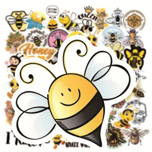 50pcs cute cartoon bee graffiti stickers for luggage laptop skateboard helmet waterproof decals