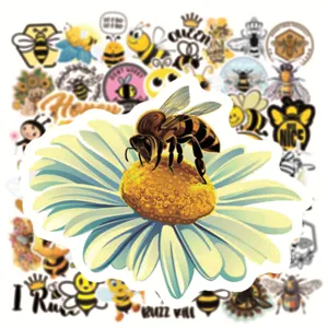 50 Pcs Cartoon Bee Stickers Waterproof Vinyl Decals for Laptop Luggage Skateboard
