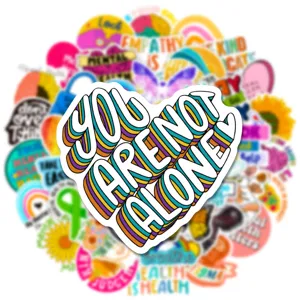 50PCS Mental Health Awareness Stickers Waterproof Vinyl Decals for Laptop Guitar Luggage