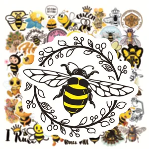 50pcs Cartoon Bee Stickers Waterproof Vinyl Decals for Laptop Luggage Skateboard Helmet