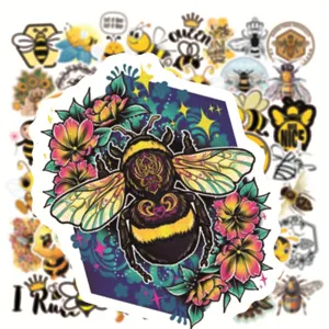 50pcs cute cartoon bumblebee graffiti stickers for laptop luggage skateboard helmet decal set