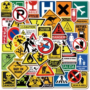 Pegatinas Calcomanías De Señales De Advertencia De Graffiti Impermeables Para Patineta Botella De Agua Portátil Equipaje Decoración