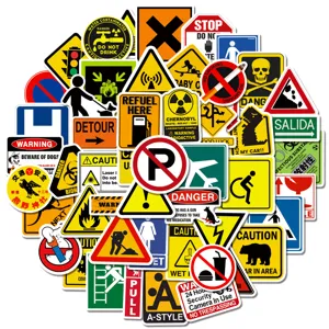 50pcs pegatinas de graffiti con señales de seguridad de advertencia impermeables para patineta