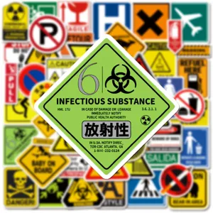 50 pzas pegatinas de señales de advertencia impermeables vinilo graffiti para monopatín