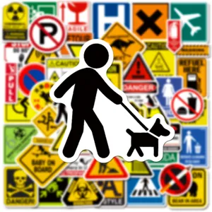 50pcs pegatinas de graffiti impermeables con signos de advertencia y seguridad deco