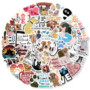 Waterproof PVC Cartoon Veterinary Graffiti Stickers Cute Animal Doctor Decals For Laptop Luggage and Helmet