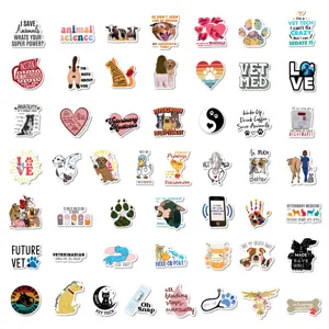 50pcs cartoon veterinary waterproof stickers decal for laptop luggage journal and water bottle
