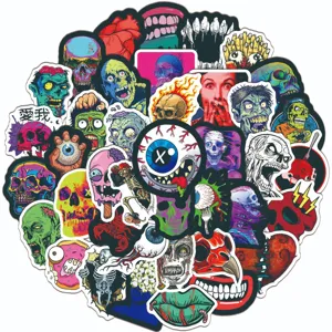 50 pezzi adesivi graffiti teschio zombi orrore Halloween per laptop e skateboard