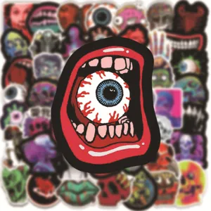 50 pz adesivi graffiti spaventosi Halloween orrore impermeabili per skateboard set
