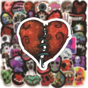 50pz orrore Halloween adesivi graffiti impermeabili per laptop skateboard casco.