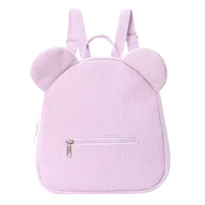 Lindo bolso de mochila de felpa con orejas de oso para mujeres y niñas, mini mochila de pana.