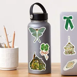 Green vintage decorative stickers set for laptop water bottle waterproof aesthetic crafts