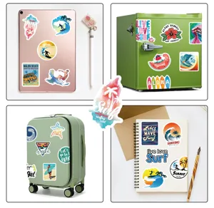 50pcs waterproof surf graffiti stickers for laptops, water bottles, luggage and skateboards.