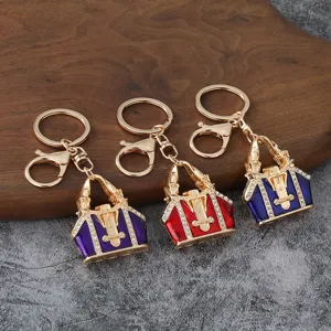 Porte-clés Mini Sac à Main en Émail et Strass Charme de Sac en Alliage de Zinc Bijoux de Mode Cadeau pour Femme