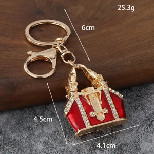 Mini sac à main porte-clés émail strass pendentif mignon pour sac à dos cadeau femme chic