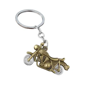 Vintage Motorcycle Pendant Keychain Retro Metal Key Ring Men Trendy Bag Car Pendant