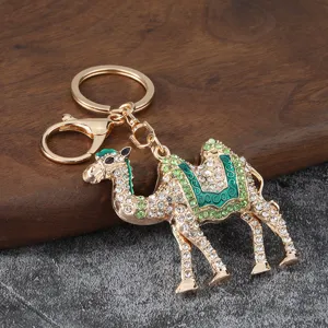 Metal rhinestone camel keychain cute crystal animal car key ring bag pendant accessory