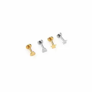 Gioielli per piercing labret in acciaio inox con cuore e stella per orecchio e labbro.