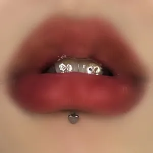 Anello per piercing labret labbro cuore in acciaio inossidabile e gemme dentali corpo gioiello