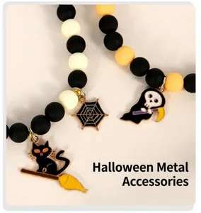 Halloween Haustier Katze Halskette Totenkopf Perlen Halsband Festliche Accessoires
