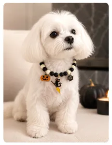 Halloween Haustier Halskette mit Kürbis und schwarzer Katze Anhänger für kleine Hunde Katzen.