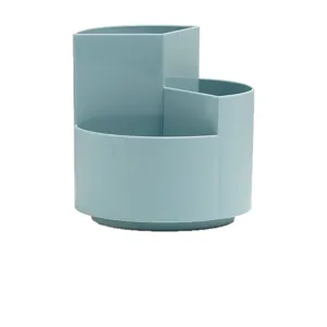 Organisateur de Bureau Rotatif à 360 Degrés Multi Compartiment Pot à Crayon Bleu