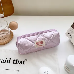 Korean minimalist quilted cosmetic bag portable storage pouch for travel and daily makeup storage