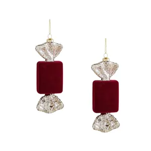 Bordeauxroter Samt Bonbon Weihnachtsbaum Hängeornament festliche Deko Anhänger