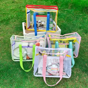 Clear PVC tote bag waterproof beach bag large capacity outdoor swimming storage bag for women