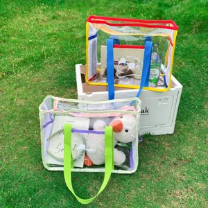 Summer transparent PVC tote bag large capacity waterproof beach swimming storage bag detail