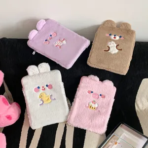 Cute plush tablet sleeve for iPad 10.5 11 inch fluffy case animal embroidery storage bag