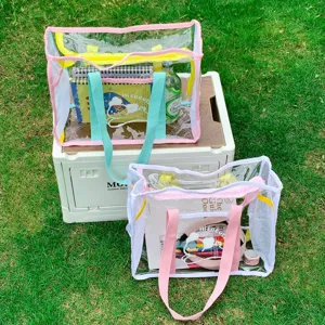 Clear PVC beach tote bag large capacity waterproof outdoor swimming storage bag for women daily use