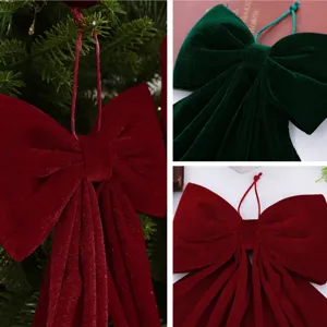 Pendentif nœud en velours de Noël décoration suspendue DIY pour arbre de fête vitrine