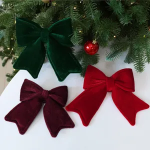 Set di fiocchi in velluto per albero di Natale, eleganti ornamenti appendibili per feste festive.