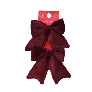 Set di fiocchi in velluto rosso per decorazione albero di Natale e fai da te addobbi natalizi festivi.