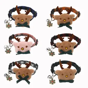 Christmas Pet Collar Cute Elk Cat Dog Neck Strap Small Dog Decorative Neck Ring Holiday Party Pet Supplies