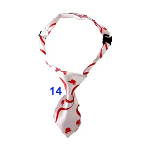 Cute pet dog cat red patterned white necktie festive pet accessories adjustable collar
