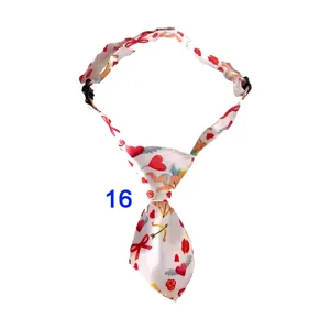 Valentine's Day pet necktie with cute heart cupid print, adjustable strap for cats and dogs.