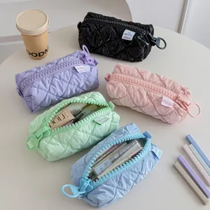 Ins minimalist solid color quilted cosmetic bag large capacity portable travel storage pouch