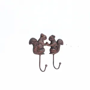 Gietijzeren paar eekhoorn wandhaak vintage rustieke huisdecoratie deurhanger kleding